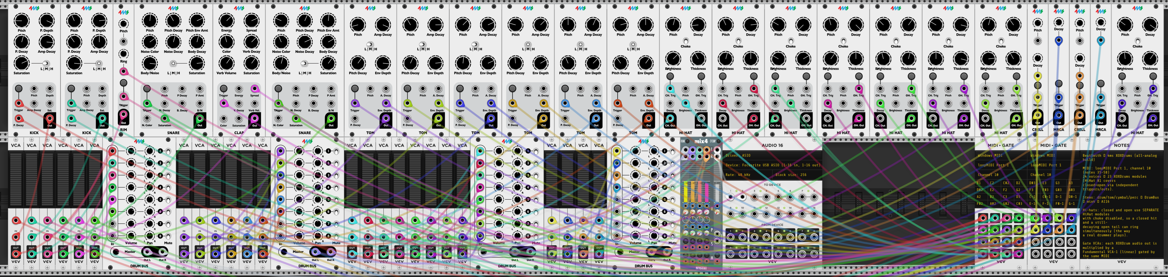 Screenshot of the DrumBeet 4ms Complex VCV Rack patch